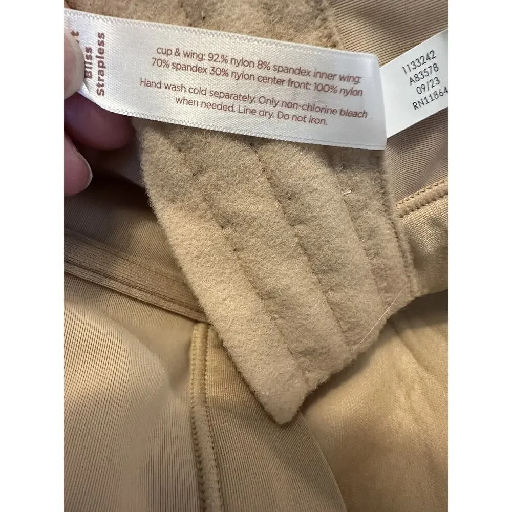 NWT Cacique Womens Comfort Bliss Bra 48DD Lightly Lined Multi Way Strapless Cafe